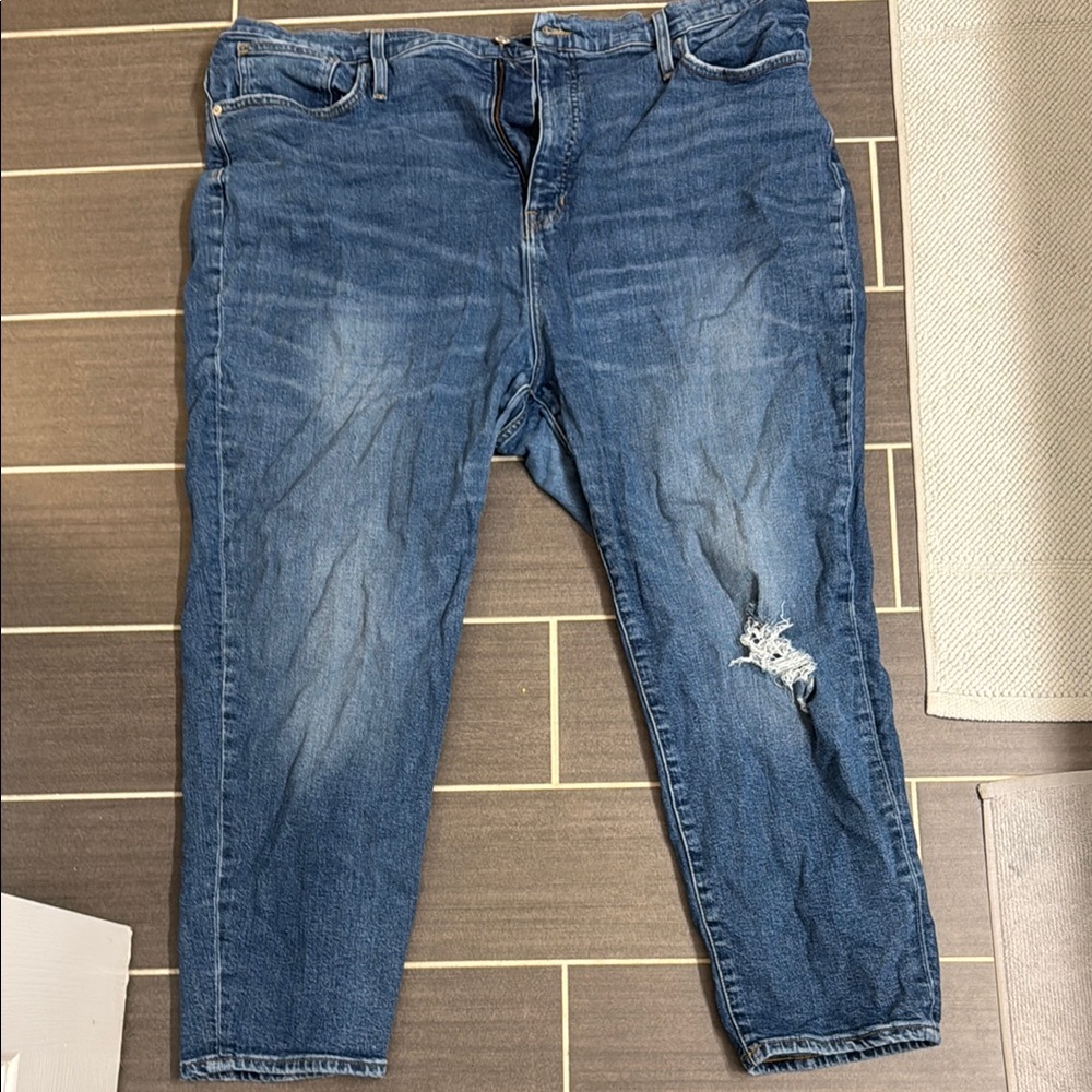 Madewell Blue Relaxed Jeans with Distressed Details